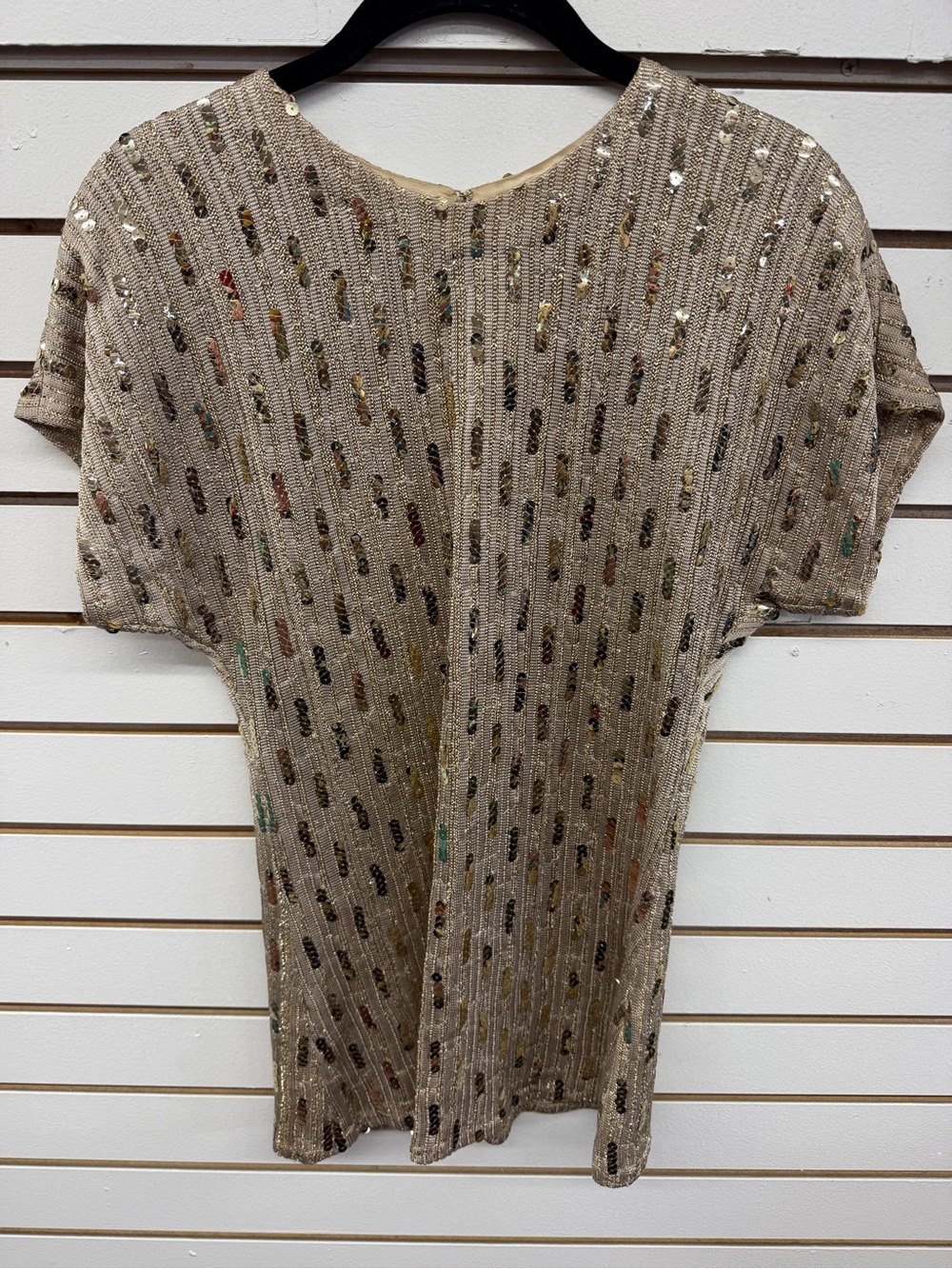 Cache Gold Sequin Knit Top Short Sleeve Party Evening Blouse Women’s